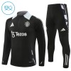 Manchester United Training Sweatshirts Quarter-zip 2024-25 Schwarze Für Kinder